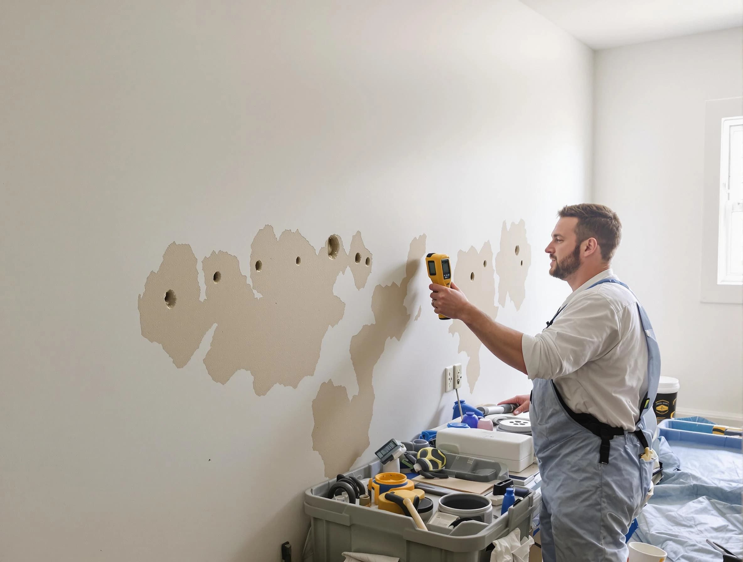 Mentor House Painters repairing damaged drywall in Mentor