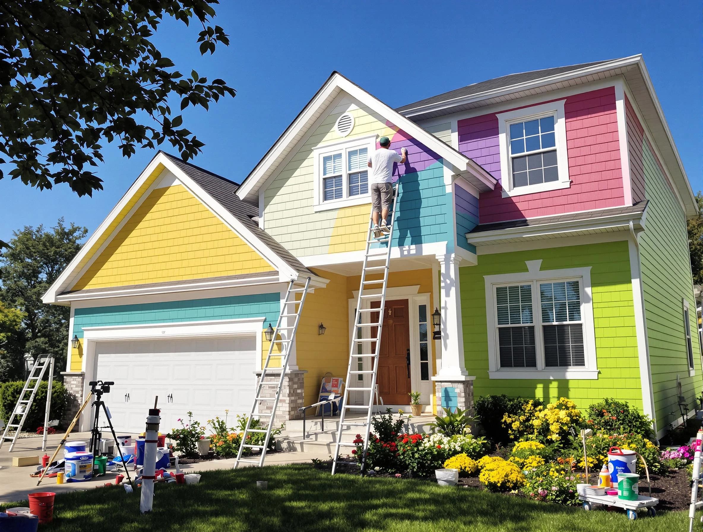 Mentor House Painters professionals painting a home exterior in Mentor, OH