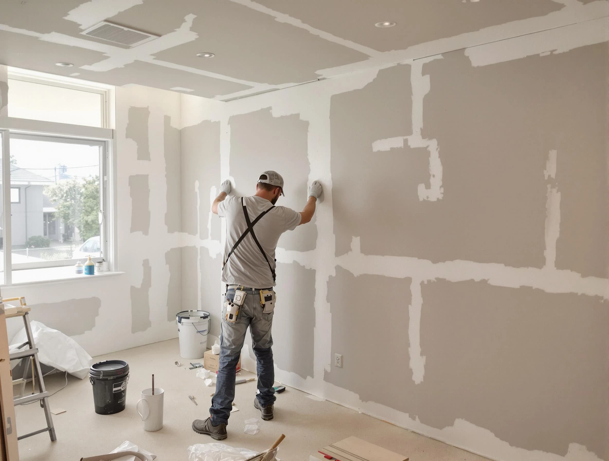 Mentor House Painters performing drywall taping and mudding in Mentor